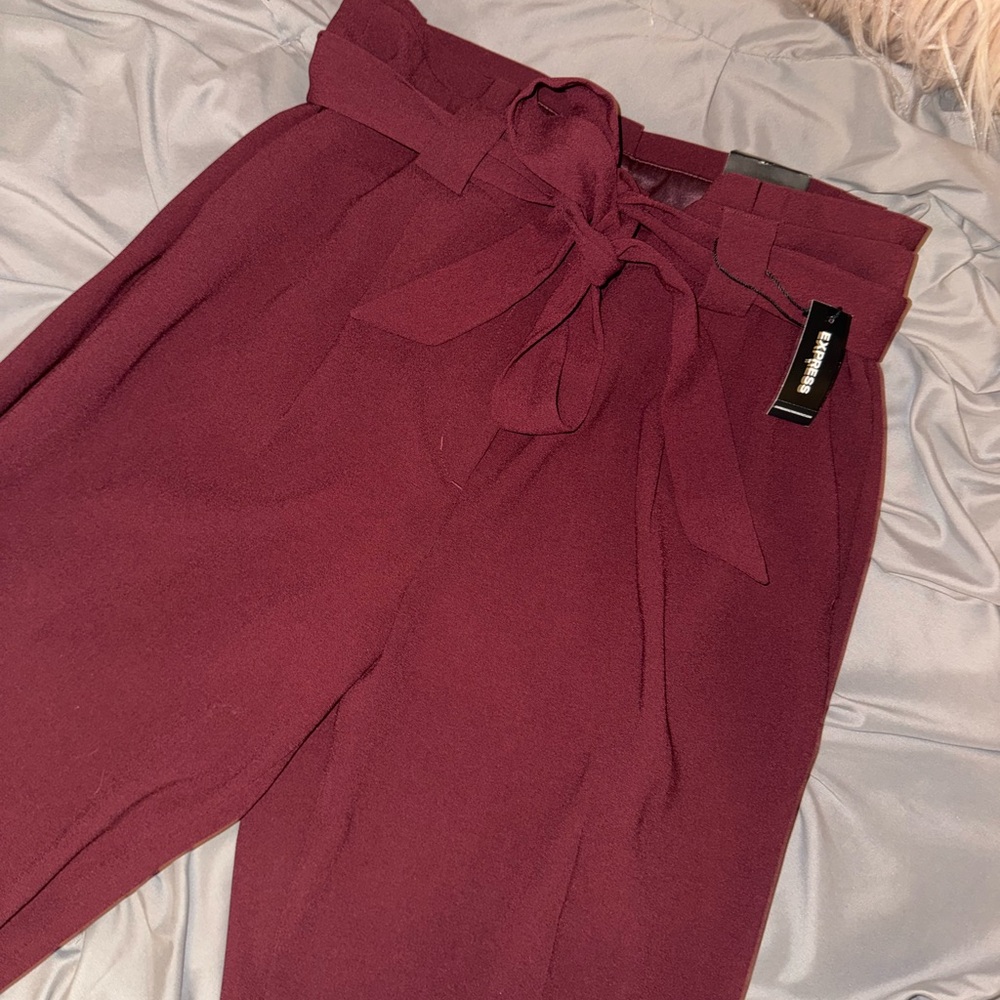 Express Maroon Tie-Waist Pants